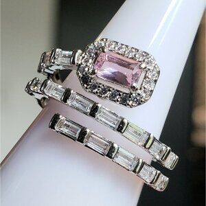 Bomb Party RBP6473 Size 5 Ring LOVE AND BE LOVED Rose Quartz Cubic Zirconia NEW